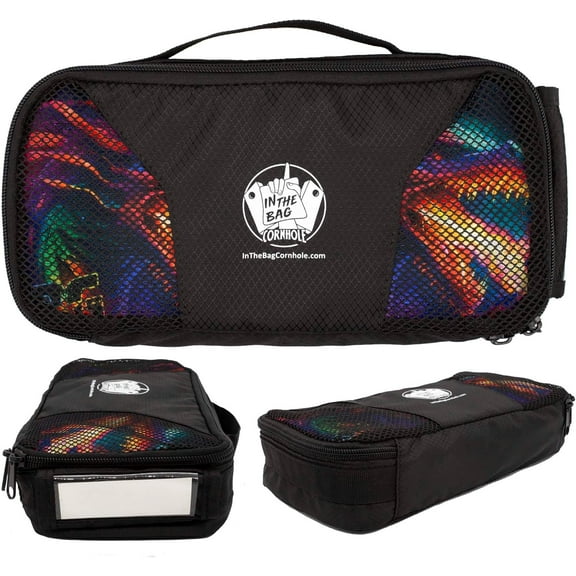 Cornhole Bag Pouch (Black Color) | Carry Case for 1 Set of 4 Cornhole Bags - Reusable Label - Mesh Ventilation