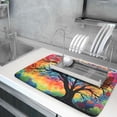 thumbnail image 5 of Colorful Tree Dish Drying Mat - Season Trees Drainer Mat 18"x24" Rainbow Painting Dishes Pad Absorbent Color Art Dish Drainer Rack Mats Kitchen Accessories, 5 of 7