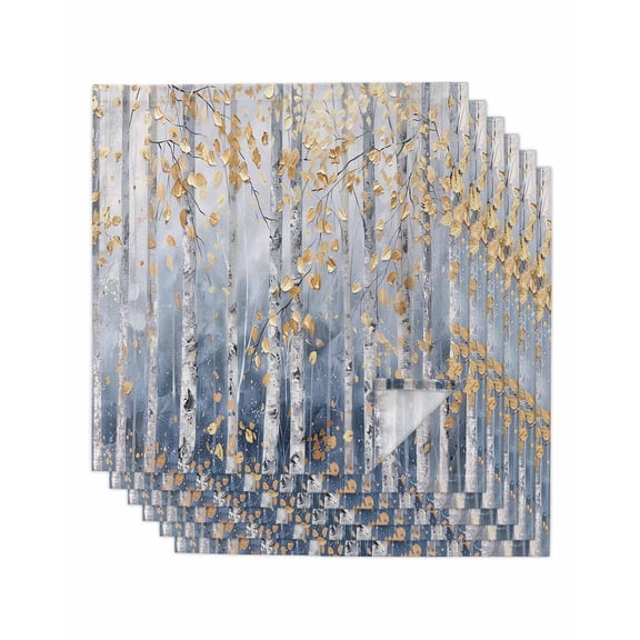 Cloth Napkins Set of 6 - 20x20 Inches, Yellow Blue Forest Washable Reusable Table Napkins, Modern Oil Painting Art Soft & Absortbent Dining Napkin for Party Wedding Hotel Restaurant