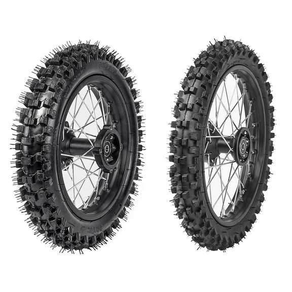 Front 60/100-14   Rear 80/100-12 Wheel Tire and Rim With 12mm Bearing 1.85x12 1.4x14 Rim for Off Road Dirt Pit Bike Apollo Taotao Coolster SSR 110 125cc KX65