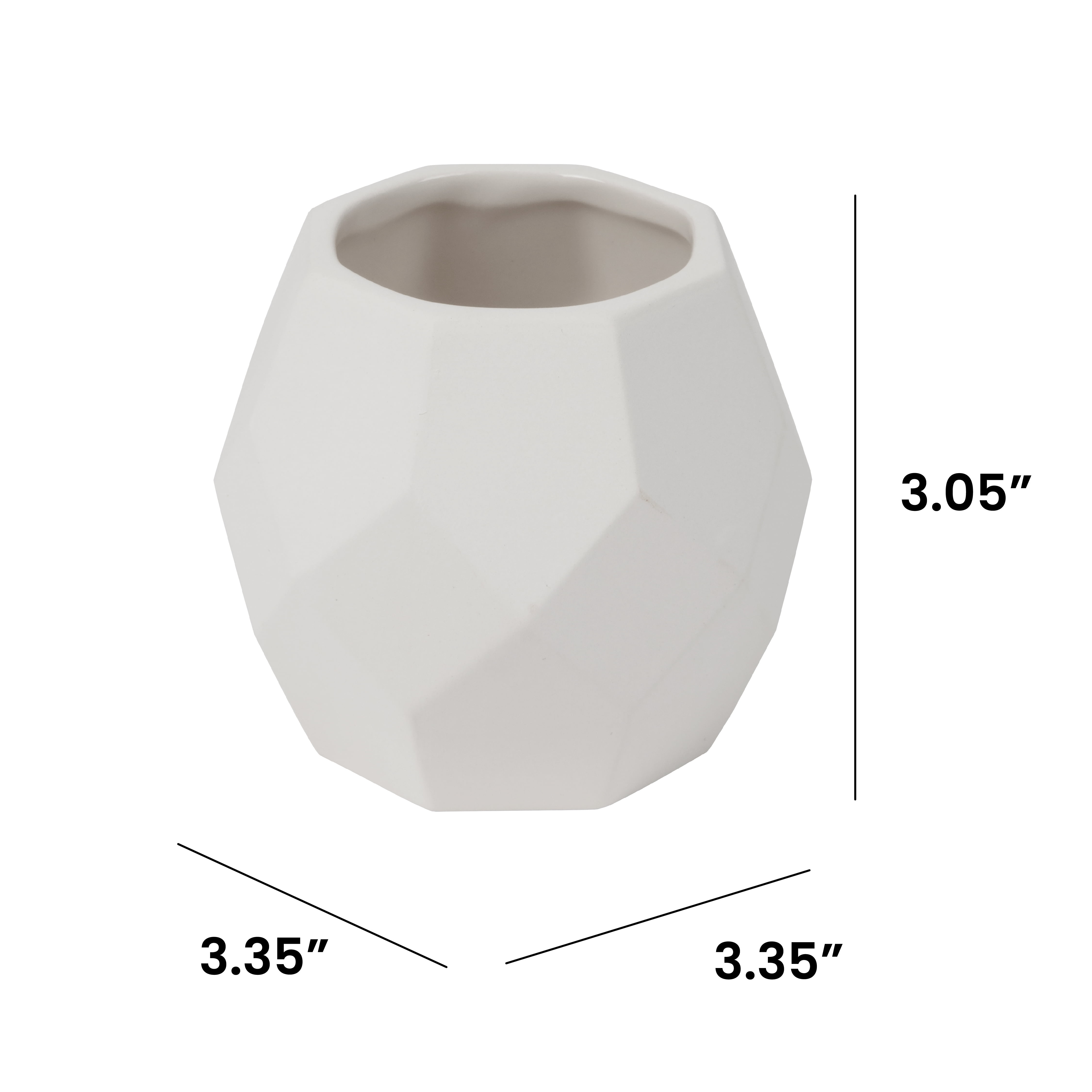 (2 pack) Hello Hobby Paintable Small Ceramic Geometric Planter, White