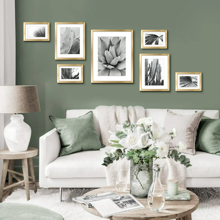 ArtbyHannah 7 Piece Gold Gallery Wall Picture Frame Set, Botanical Photo  Frame Set for Home Decor, Multi-Size: 11x14, 8x10, 5x7, 4x6 inch 