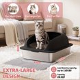 thumbnail image 4 of SHOUFTW 24 Inch Stainless Steel Cat Litter Box with Lid, Extra Large Enclosed Cat Litter Pan, High Wall Anti-Splash Design, Odor Control, Anti-Leakage, Includes Scoop and Mat, Black, 4 of 9