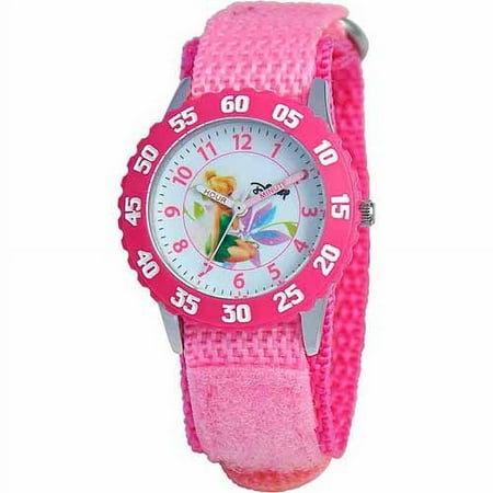 Tinker Bell Girls' Stainless Steel Watch, Pink Strap