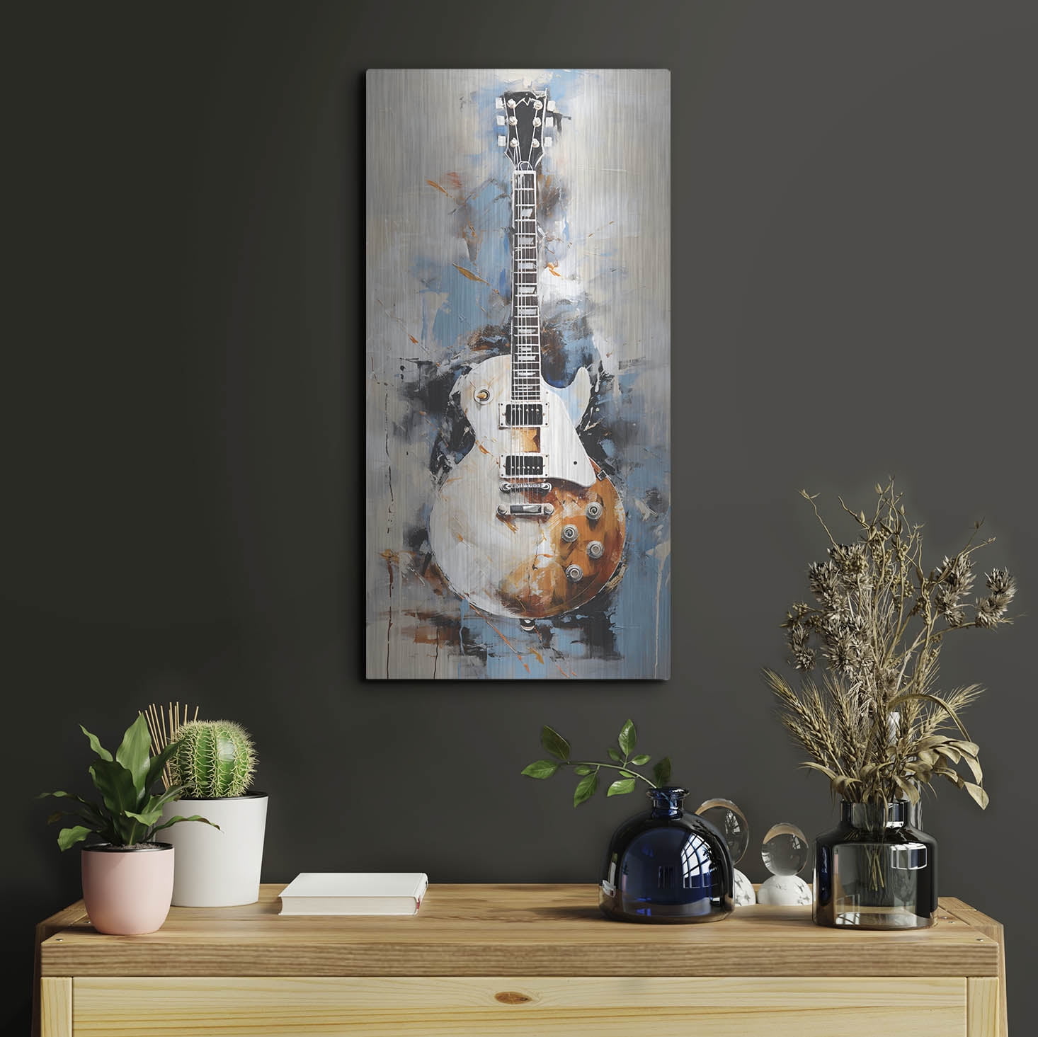 Luxe Metal Art 'Les Paul 8'  by Sean Parnell Metal Wall Art, 12" x 24"