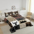 thumbnail image 2 of Erosebridal Retro Rustic Lodge Quilt, Deer Elk Comforter Set King Size For Teens Adult Women Bedroom, Vintage Farmhouse Tree Bedding Set Arrows Buffalo Plaid Down Comforter, Black Brown Red, 2 of 5