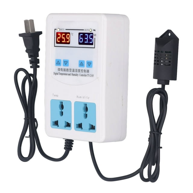 Temperature Humidity Controller TY 2105 Control -20 degrees Celsius to60 degrees Celsius 0to100.0%RH 2 Output Relay Large LCD Screen Easy Operation Plug and Play for Cabinet