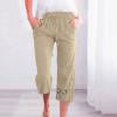 thumbnail image 1 of Pantalons en Lin pour Femmes Été Mode Décontractée Imprimée Taille Élastique Pantalons Longs Amples avec Poche Capris pour Femmes Été Décontracté Liquidation, 1 of 5