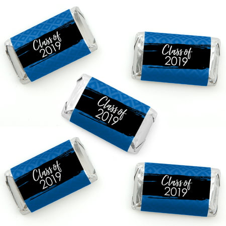 Blue Grad - Best is Yet to Come - Mini Candy Bar Wrapper Stickers - 2019 Royal Blue Graduation Party Small Favors -
