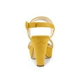 thumbnail image 2 of BLISSFUL STEP Women's Slingback Platform Heels Chunky High Heel Sandals Yellow (Size 10), 2 of 6