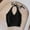 Black, variant on Children's Lace-Up Tank Top Girls Summer Trendy Solid Knitted Ultra Stretch Halter Neck Camisoles For Dance And Gymnastics Black 12-13 Years