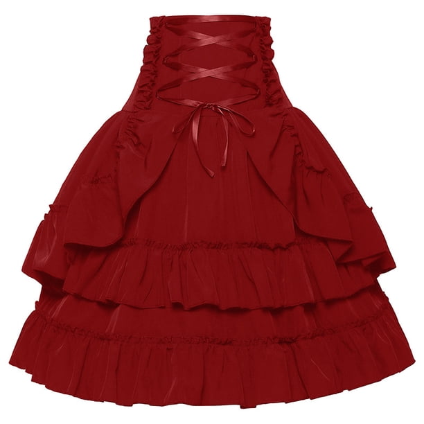 Vestido Medieval victoriano con ribete de satén para mujer, faldas góticas con volantes, corsé Vintage, falda Steampunk, vestido de carnaval de Halloween