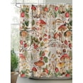 thumbnail image 2 of Mushroom Spring Shower Curtain, Floral Summer Plant Leaves Retro Waterproof Shower Curtain Set with 12 Hooks Lightweight Washable Fabric Shower Curtains for Bathroom 72x72 Inches, 2 of 6
