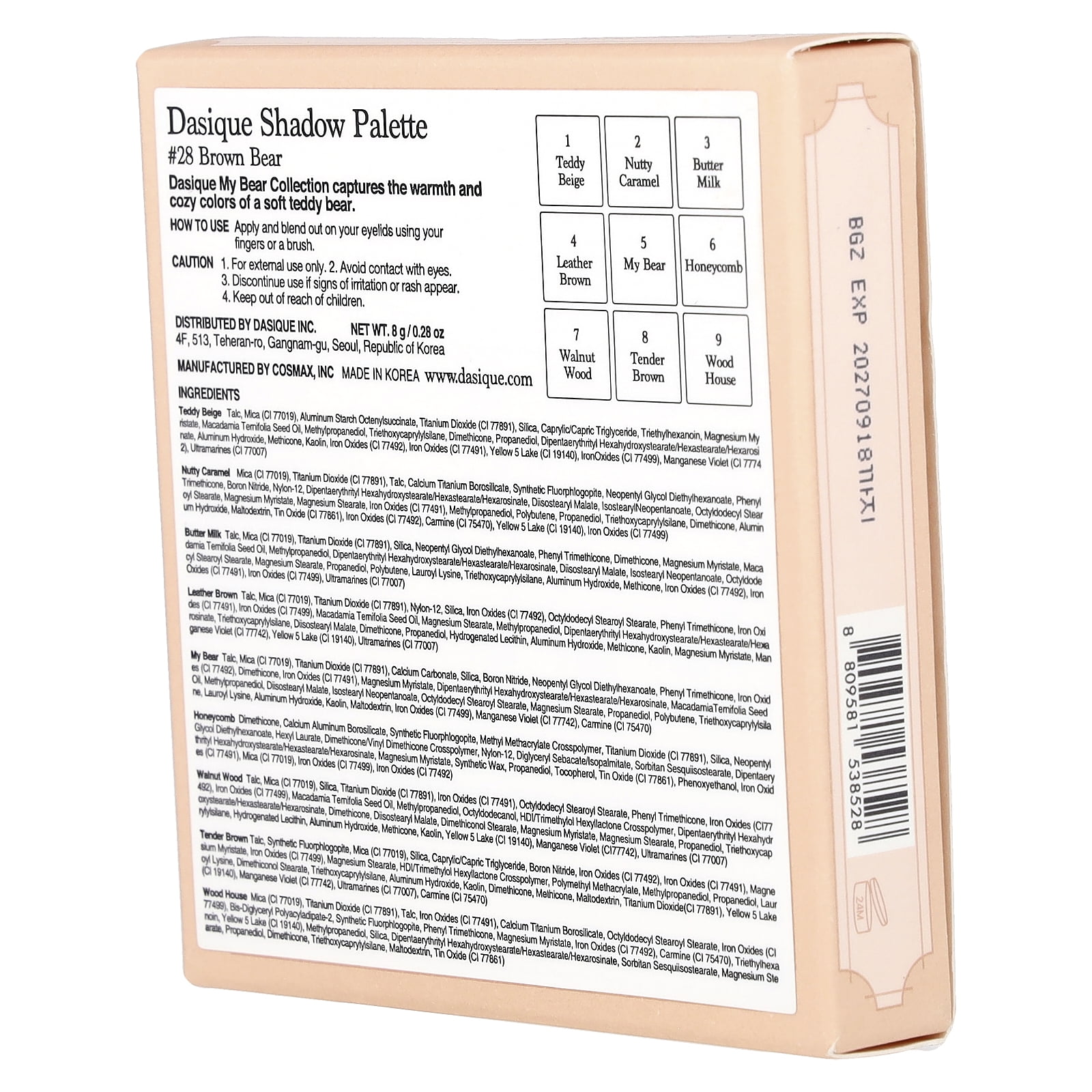 Dasique Eyeshadow Palette, 28 Brown Bear, 1 Count
