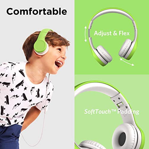 Children, Toddlers LilGadgets Connect+ Kids Premium Volume Limited Wired Headphones with SharePort and Inline Microphone - Red Renewed 