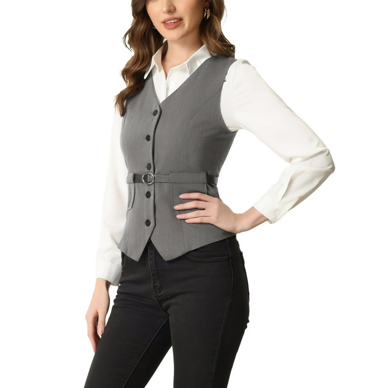 INSPIRE CHIC Womens' Business Formal Button Front Closure V