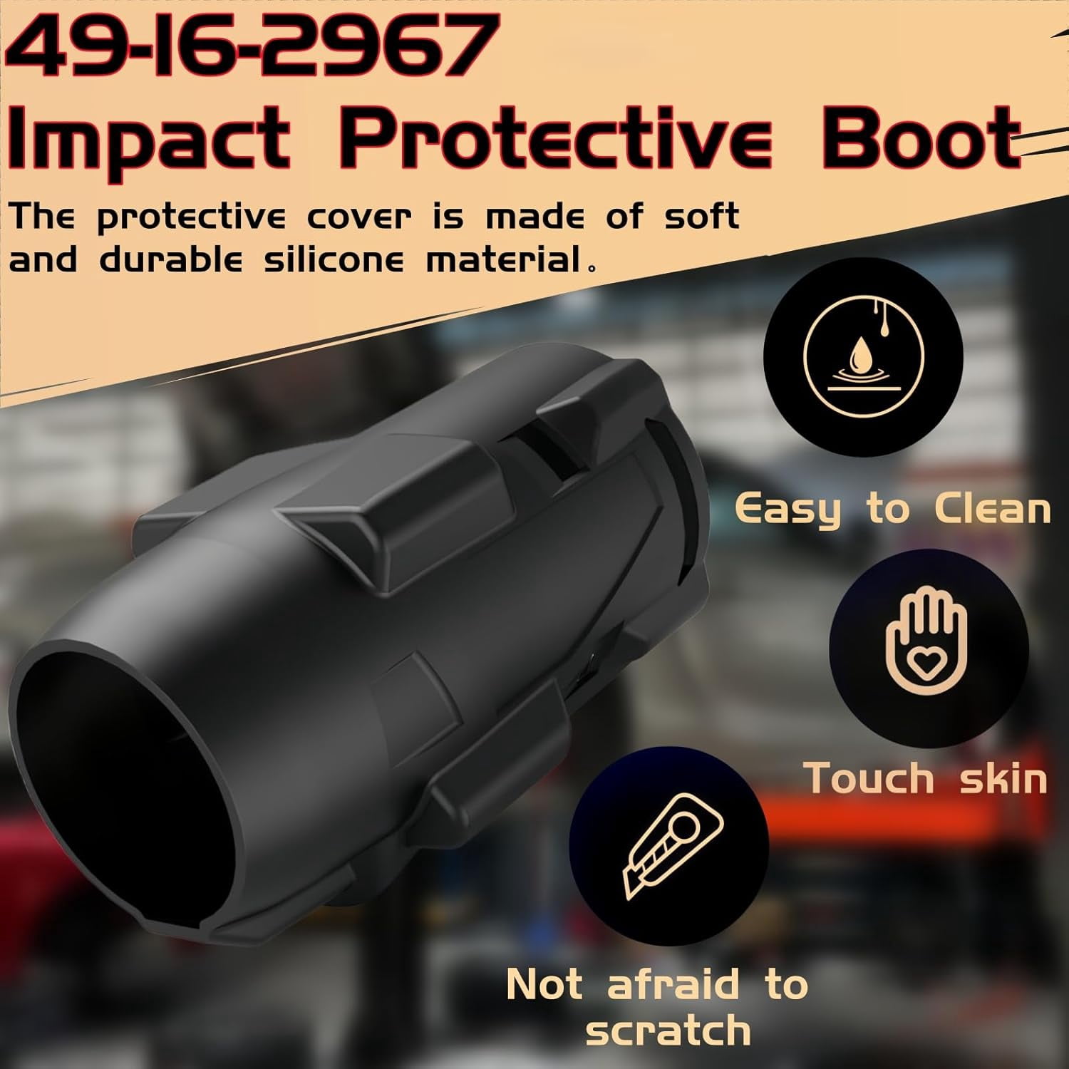 RGHJAR-49-16-2967 Protective Boot Compatible with M18 FUEL 1/2" High Torque Impact Wrench with Friction Ring (Fits Model 2967-20) - 1 Pack (Black)
