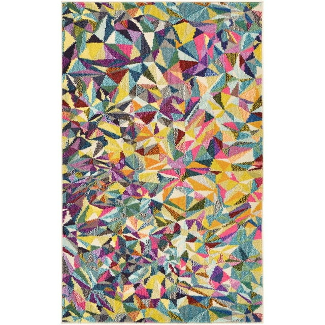 Unique Loom Estrella Geometric Triangles Rug 3' 3 x 5' 3 Rectangle Multi/Beige