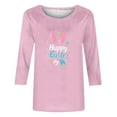 thumbnail image 4 of lcziwo Prime Sales Clearance 3/4 Length Sleeve Womens Tops 2025 Easter Cute Rabbit Graphic Tees Shirt Casual Loose Fit Crewneck Pullover Blouses Pink L, 4 of 5