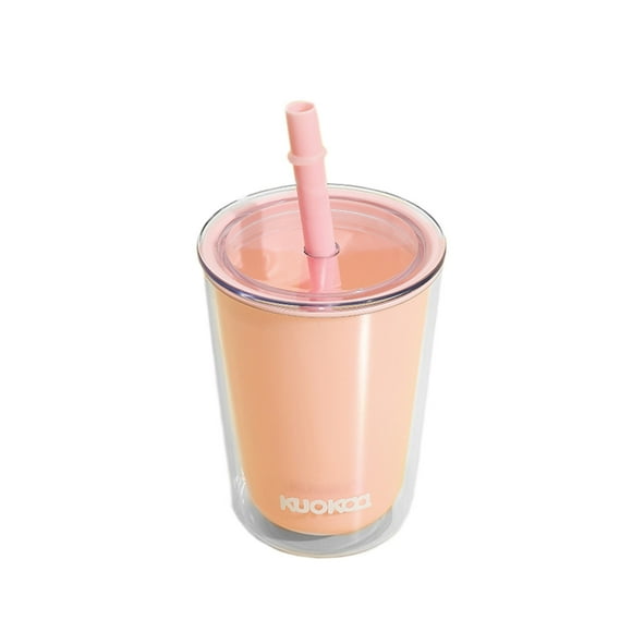 Tasse d'Eau Portable avec Haut-Parleurs Bluetooth et Sans Fil pour Étudiants d'Été Grande Capacité Double Couche Paille en Plastique Mignonne pour Filles avec Paille