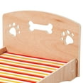 thumbnail image 4 of Etna Products Wooden Dog Bed Bone and Footprint Design with Removable Stripe Cushion, Small Pet Bed for Indoor/Outdoor Use 22"L x 16"W x 12"H, 4 of 5
