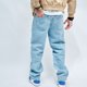 thumbnail image 4 of Pantalones vaqueros rectos de empalme con parche rasgado para hombre, ropa de calle de Hip Hop, pantalones de mezclilla sueltos para motociclista, 4 of 4
