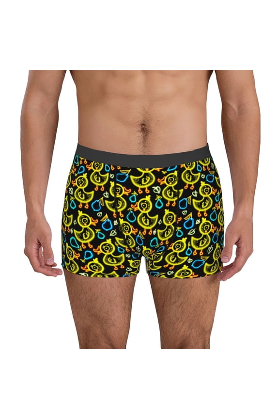 Ducks1 Print Men's Boxer Briefs, High Elastic Moisture Wicking Boxer Briefs Underwear-X-Large