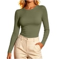 thumbnail image 2 of Zormilly Long Sleeve Shirts for Women Slim Fitted Crew Neck Basic Tees Stretch Soft Casual Underscrubs, XS-2XL, 2 of 6