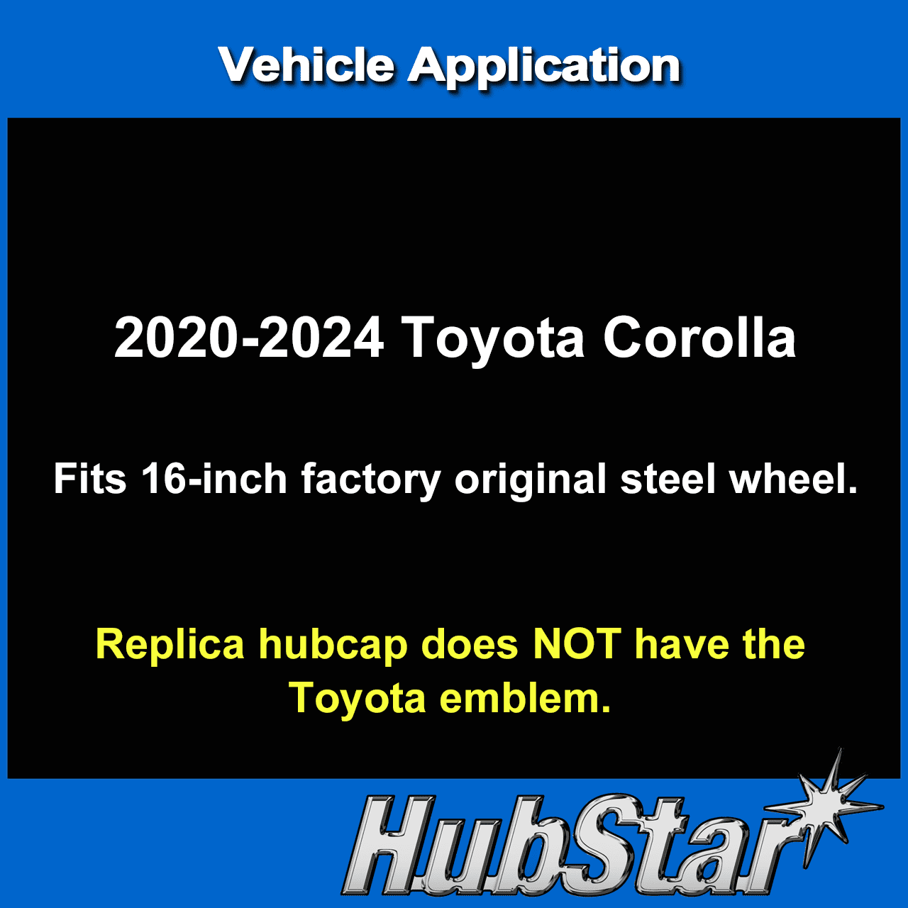 HubStar Replacement Hubcap for Toyota Corolla 2020-2023, 16-inch Replica Wheel Cover (1 Piece) 61191