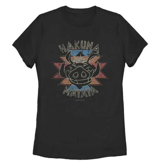 Women's Lion King Pumbaa Hakuna Matata  Graphic Tee Black 2X Large