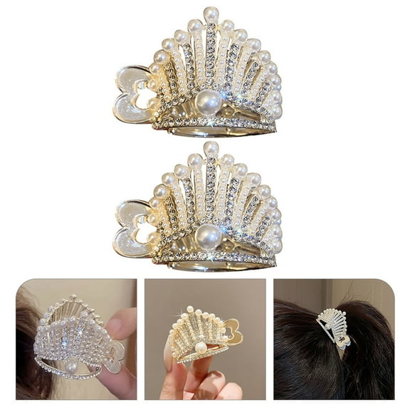WHAMVOX Elegant Rhinestone Hair Clips for Women Golden Alloy Claw Clips for Decoration Hold Hair Firmly
