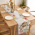 thumbnail image 3 of Grey Bunny Easter Table Runner 72 Inches Long Farmhouse Dress Scarves, Rabbit Spring Floral Eggs Retro Dining Tablerunner for Coffee Table/Kitchen Island/Party Décor, 13" x 72", 3 of 8