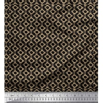 Soimoi Black Cotton Duck Fabric Round Geometric Print Fabric by the Yard 42 Inch Wide