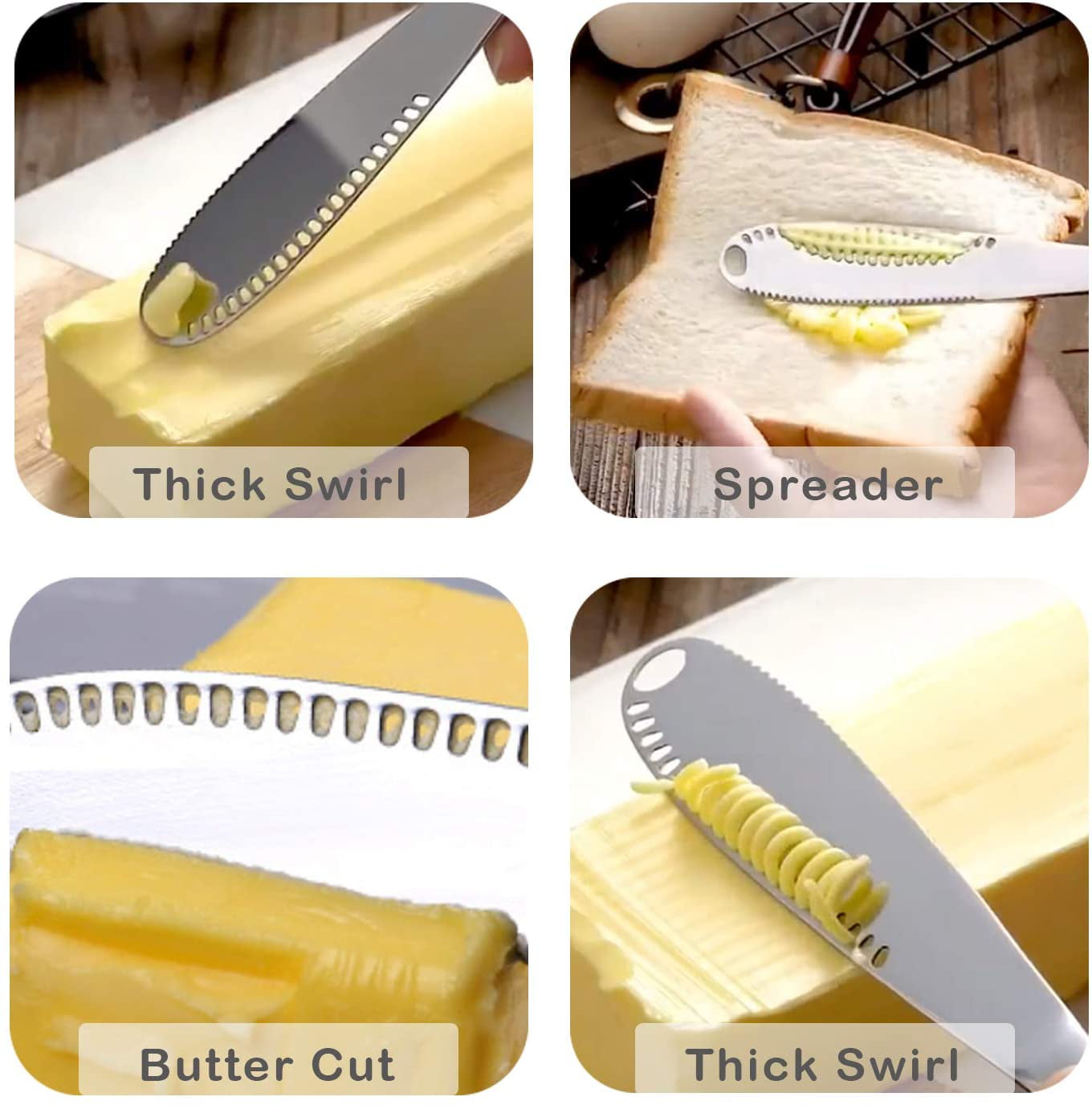 Cheese Multi-use for Kitchen Gadgets Available for Butter Scooper for Breakfast Peanut Butter Roller Curler Peanut Spreader Durable Multi-functional Jam Stainless Steel Butter Spreader Knife 