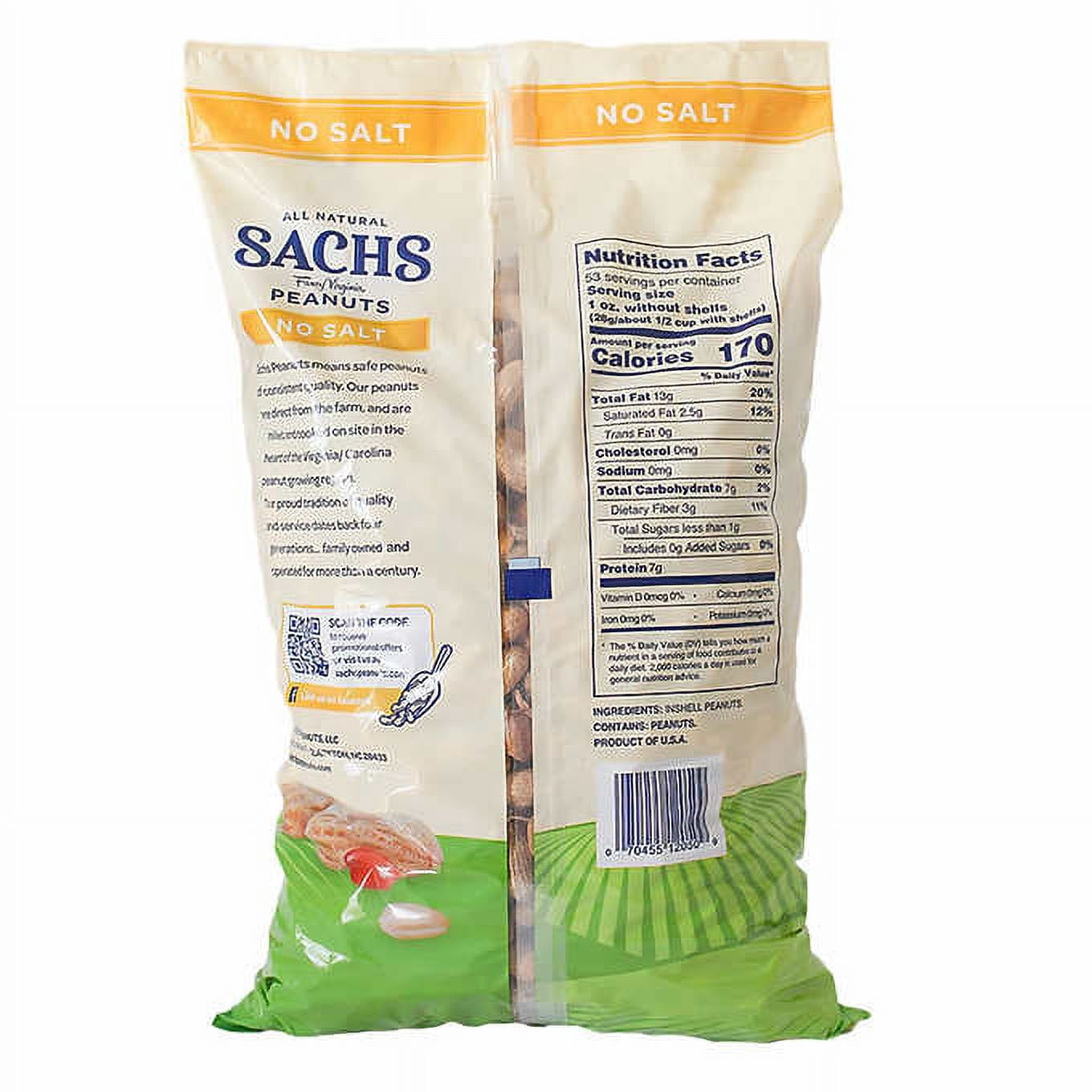 2 PACK | Sachs In-Shell Fancy Virginia Peanuts, Unsalted, 80 oz
