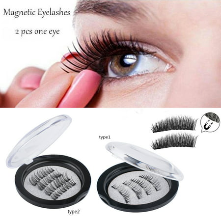 Triple Magnetic Eyelashes, 8 Lashes Magnetic False Eye Lashes, 3D Reusable Magnetic False Eyelashes, Seconds to Apply No Glue 0.2MM Ultra Thin Fake Lashes for Ladies And Women (2 Pairs / 8