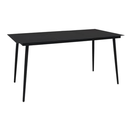 Patio Dining Table Black 59.1"x31.5"x29.1" Steel and Glass
