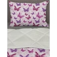thumbnail image 3 of Butterfly Comforter & Sham Bedding Set, Various Flying Butterflies Colors Hippie Style Print Design, 3 pcs Duvet Set Microfiber Filling Quilt, 5 Sizes, Pink Purple, by Ambesonne, 3 of 4