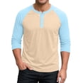 thumbnail image 3 of Men’s Three Quarter Sleeve Sport T-Shirt Baseball Style Casual Cotton Top, 3 of 8
