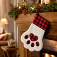 thumbnail image 4 of Ratfeit Christmas Paw Shaped Pet Stocking, 15.3-Inch, Red Black Buffalo Plaid, With Hanging Loop, Holiday Mantel Decor, Pet Treat Gift Bag for Puppy Kitten, 4 of 8