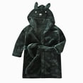 thumbnail image 3 of Boys Girls Soft Coral Fleece Bathrobe,Warm Hooded Sleep Robe with Waist Belt,Cute Cartoon Design,for Toddlers Children 2-12T,Multi-Use Lounge Wear Kids Pajamas,Green,Size 2-3T, 3 of 9
