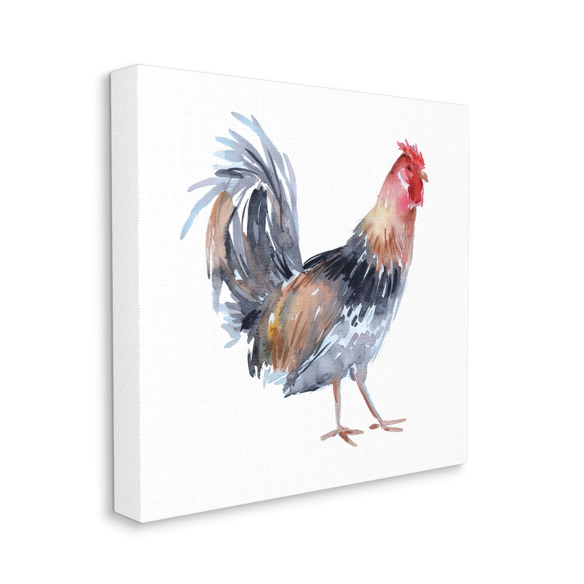 Stupell Industries Rooster Farm Animal Portrait Animals & Insects Painting Gallery Wrapped Canvas Print Wall Art, 30 x 30