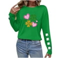 thumbnail image 5 of Craaazy Women's St Patricks Day Shirts Shamrock Irish Holiday Crew Neck Long Sleeve Shirts, 5 of 6
