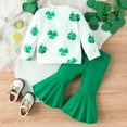 thumbnail image 4 of Edvintorg 6Months-4Years St. Patrick's Day Toddle Girl Clothes Suit Four-Leaf Print Long Sleeved Sweatshirt + Bell Pants Suit Girls Boutique Outfits, 4 of 7