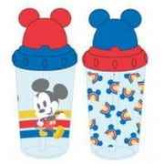 BABY STRAW CUPS 2 PACK - BOYS - DISNEY MICKEY MOUSE - RAINBOW - SIPPERS EARS