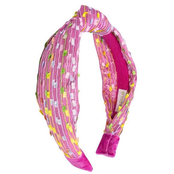 FROG SAC Diadema anudada de confeti para niñas, bandas para el cabello con nudo para niños, linda banda para la cabeza de tela de moda (rosa)