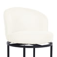 thumbnail image 7 of ClinQ Swivel Counter Height Bar Stools Set of 3, Fabric Upholstered Barrel Bar Chairs with Auto Return, Curved Back and Black Metal Frame, Beige, 7 of 7