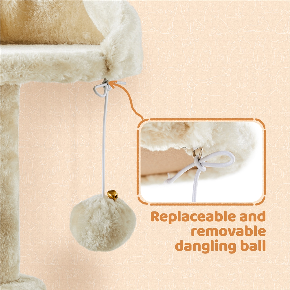 Smile Mart 57.5" Double Condo Cat Tree with Scratching Posts, Beige photo 6