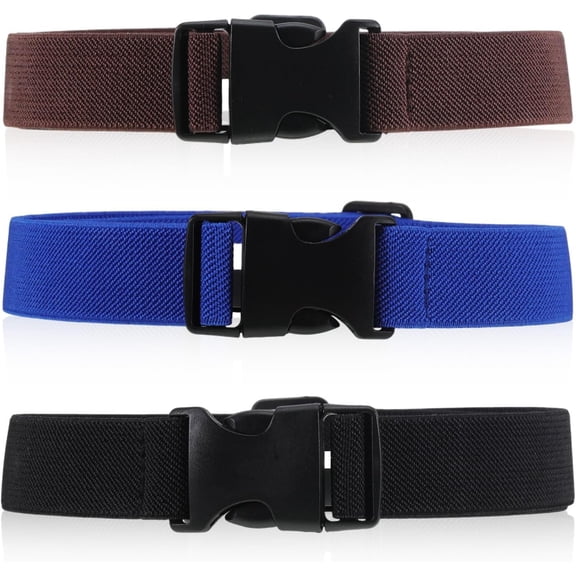 3 Pieces Kids Belt Toddler Elastic Stretch Belts Adjustable Uniform Belt With Plastic Clip Buckle For Child Boys Girls (1-15 Years)