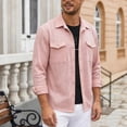 thumbnail image 4 of DPTALR Men's Casual Solid Color Turndown Collar Long Sleeve Shirt with Pockets,Pink,Big and Tall Men XL, 4 of 9